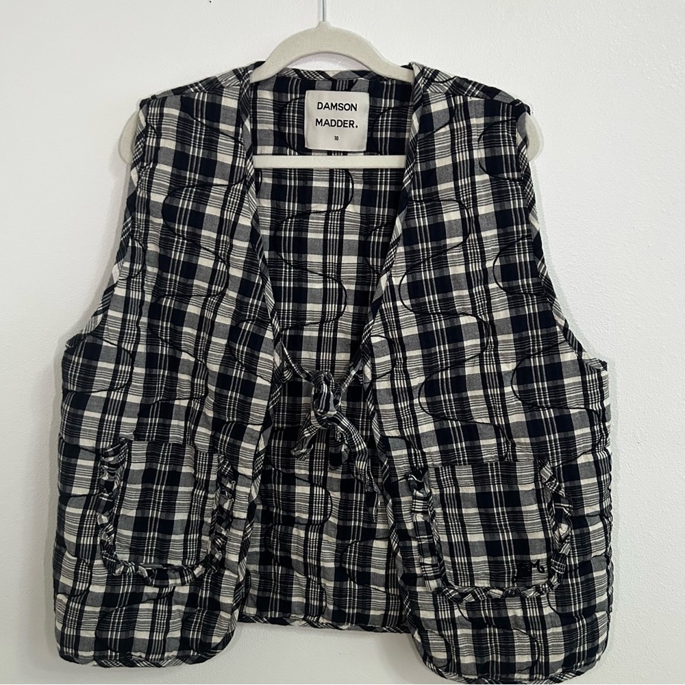 Damson Madder plaid quilted bow vest - Picture 3 of 9